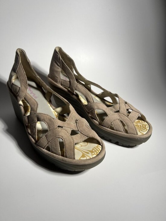 Fly London Shoes - Fly London Yadi Leather Wedge Shoes Olive Green Women’s EU 38 US 7.5